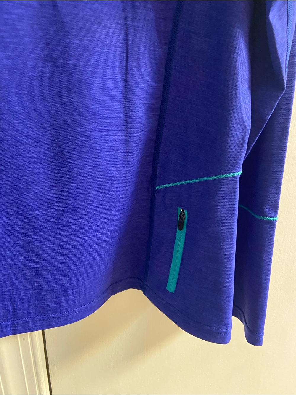 Prana purple Long Sleeve Active Top with Aqua Stitching Large - Picture 6 of 8